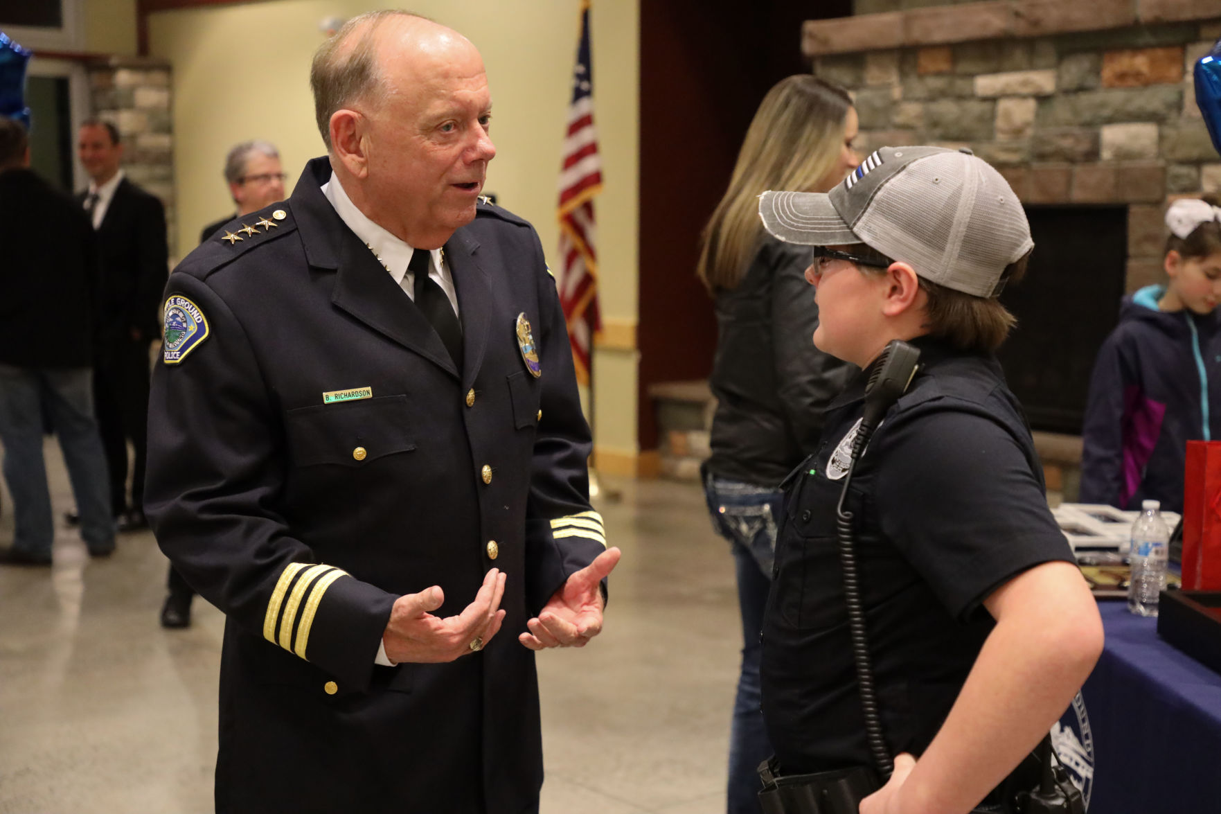 Richardson talking with youth